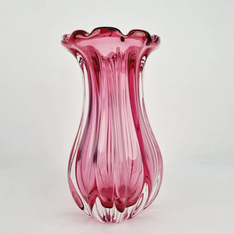 Hot Pamono Czech Crystal Glass Vase attributed to Josef Hospodka, 1970s