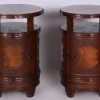 Pamono Czech Cubist Bedside Tables in Oak and Walnut, Polished, 1910s, Set of 2> Nightstands