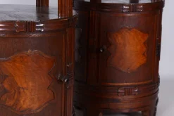 Pamono Czech Cubist Bedside Tables in Oak and Walnut, Polished, 1910s, Set of 2><noscript><img width=