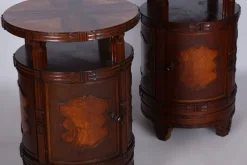 Pamono Czech Cubist Bedside Tables in Oak and Walnut, Polished, 1910s, Set of 2><noscript><img width=