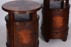 Pamono Czech Cubist Bedside Tables in Oak and Walnut, Polished, 1910s, Set of 2><noscript><img width=