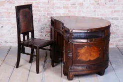 Pamono Czech Cubistic Writing Desk in Oak and Walnut, 1910s><noscript><img width=