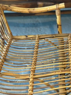 Pamono Dal Vera Bamboo and Rattan Sofa and Armchairs, 1970, Set of 3><noscript><img width=