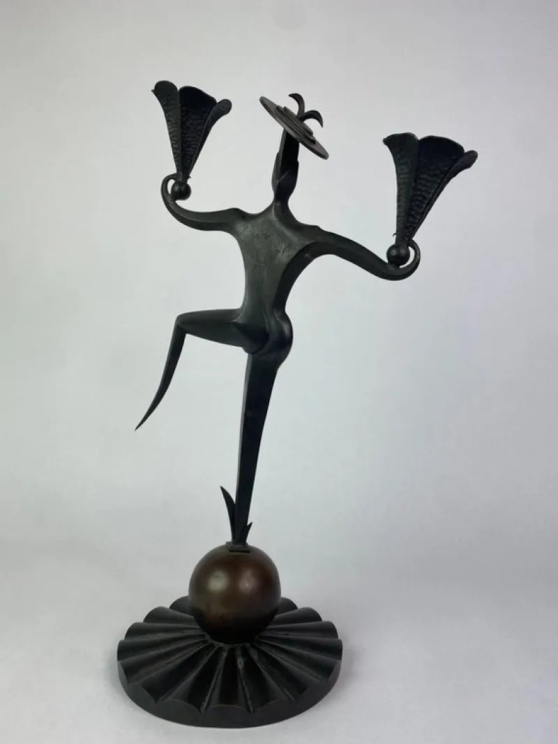Hot Pamono Dancing Clown Candlestick by Dagobert Pechce for Wiener Werkstätte, 1890s