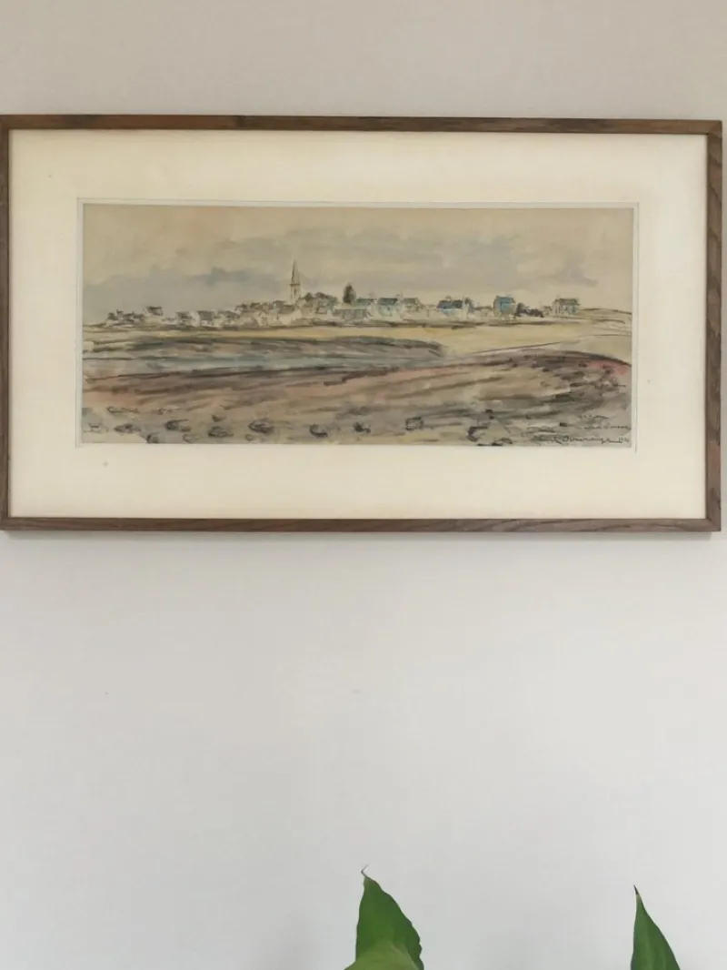 New Pamono Daniel Dourouze, Arzon at Low Tide, 1921, Watercolour and Charcoal