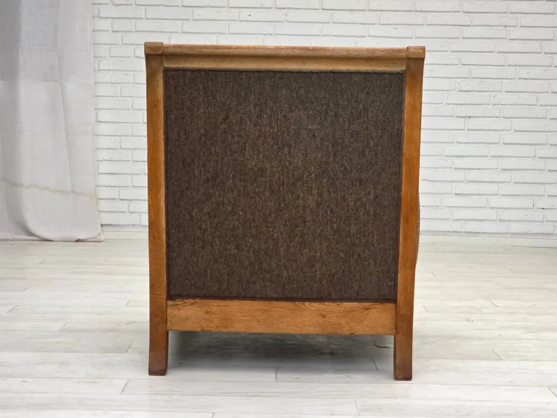 Best Pamono Danish Armchair in Wool and Carved Oak, 1950s