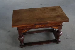Pamono Danish Baroque Extendable Oak Table with Intarsia, 19th Century><noscript><img width=