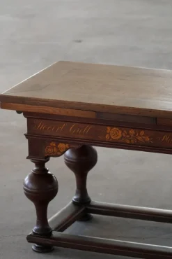Pamono Danish Baroque Extendable Oak Table with Intarsia, 19th Century><noscript><img width=