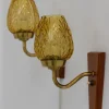 Pamono Danish Brass and Amber Glass Wall Sconces from Laoni, 1960s, Set of 2> Wall Lights & Sconces