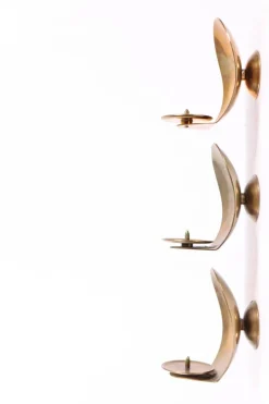 Discount Pamono Danish Brass Wall Candleholders, 1950s, Set of 3