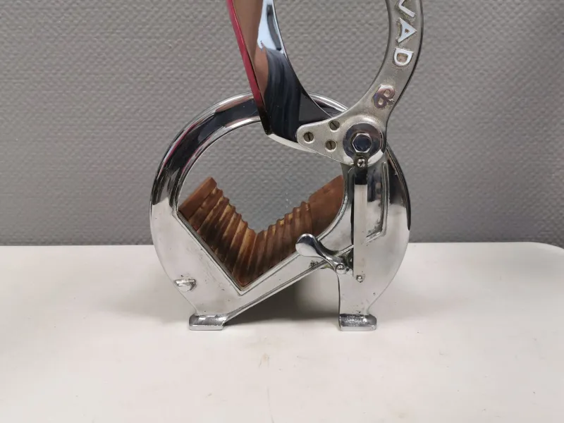 Pamono Danish Bread Cutter in Chrome and Mahogany from Raadvad, 1960s> Cutlery & Serving Utensils