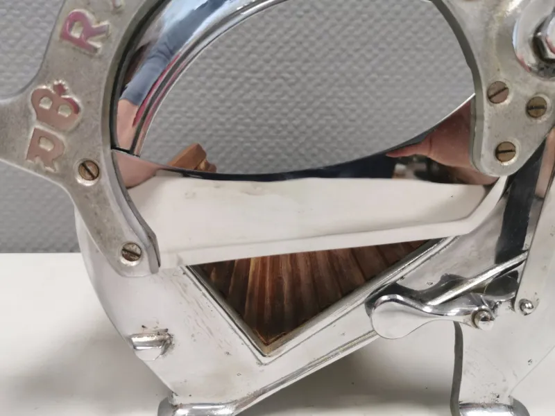 Pamono Danish Bread Cutter in Chrome and Mahogany from Raadvad, 1960s> Cutlery & Serving Utensils