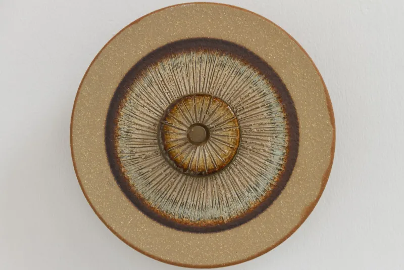Outlet Pamono Danish Ceramic Disc Wall Lamp from Søholm, 1970s
