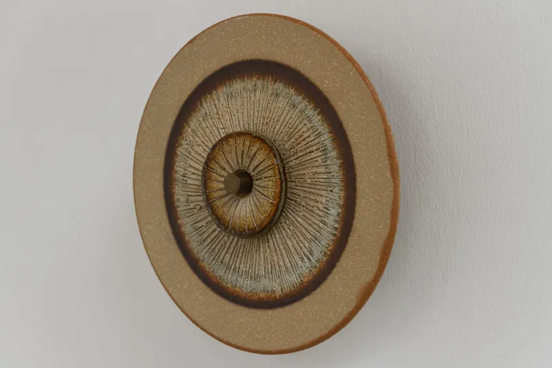 Outlet Pamono Danish Ceramic Disc Wall Lamp from Søholm, 1970s
