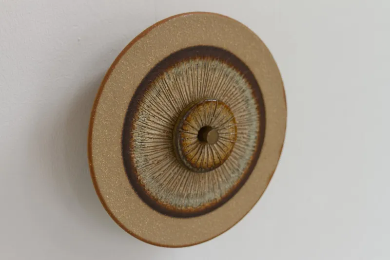 Outlet Pamono Danish Ceramic Disc Wall Lamp from Søholm, 1970s