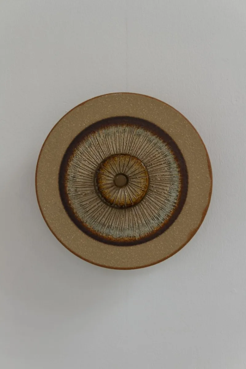 Outlet Pamono Danish Ceramic Disc Wall Lamp from Søholm, 1970s