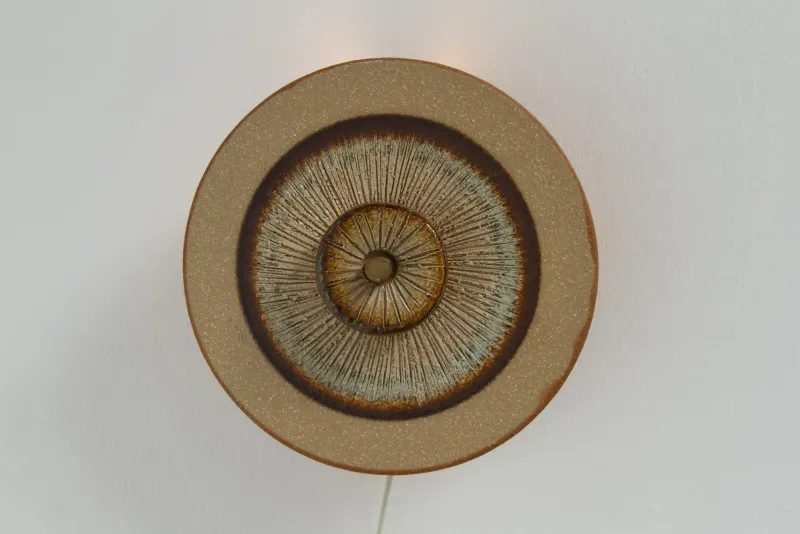 Outlet Pamono Danish Ceramic Disc Wall Lamp from Søholm, 1970s