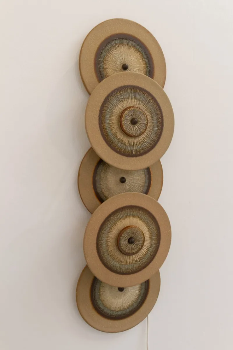 Hot Pamono Danish Ceramic Five Disc Wall Lamp from Søholm, 1970s