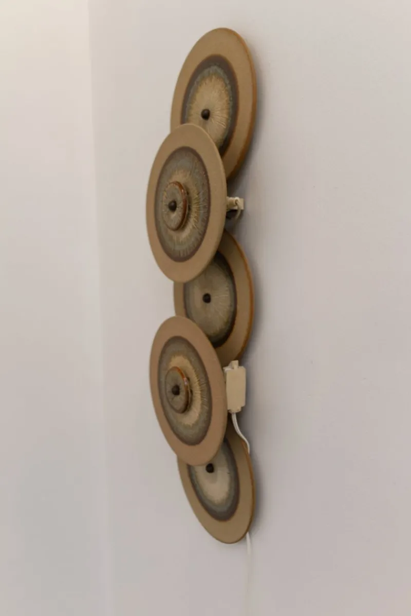 Hot Pamono Danish Ceramic Five Disc Wall Lamp from Søholm, 1970s
