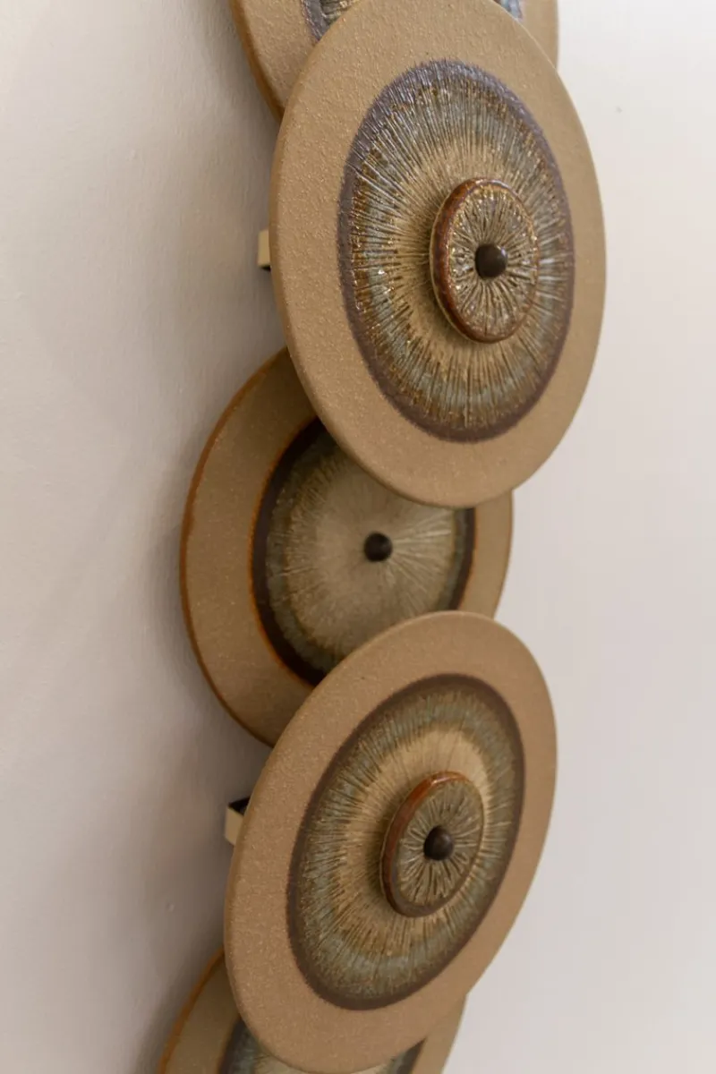 Hot Pamono Danish Ceramic Five Disc Wall Lamp from Søholm, 1970s