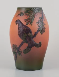 Clearance Pamono Danish Ceramic Vase with Motif of Bird on Branch from Axel Salto, 1930s