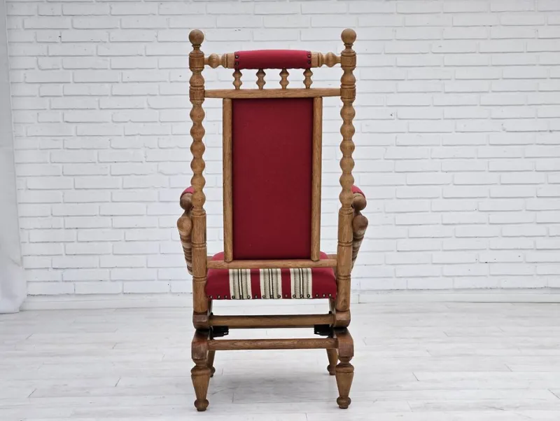 Pamono Danish Highback Rocking Chair in Wool & Oak, 1970s> Rocking Chairs