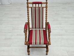 Pamono Danish Highback Rocking Chair in Wool & Oak, 1970s><noscript><img width=