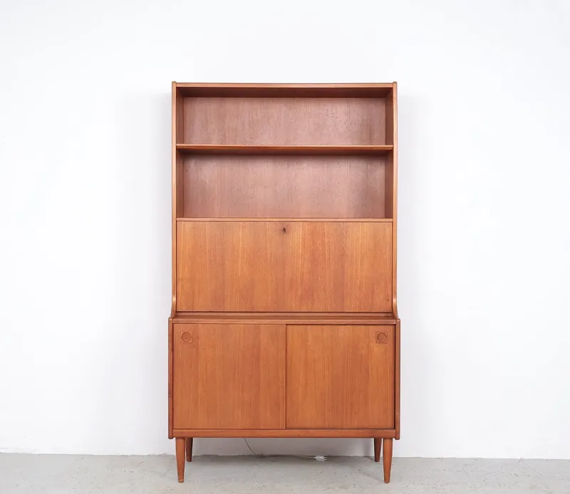 Pamono Danish Illuminated Bookcase with Bar, 1960s