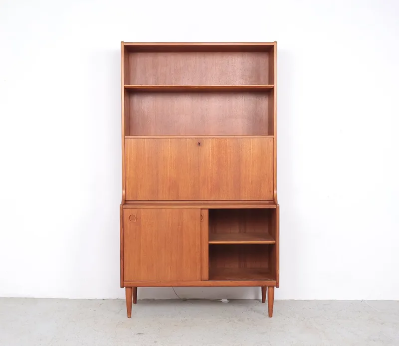 Pamono Danish Illuminated Bookcase with Bar, 1960s