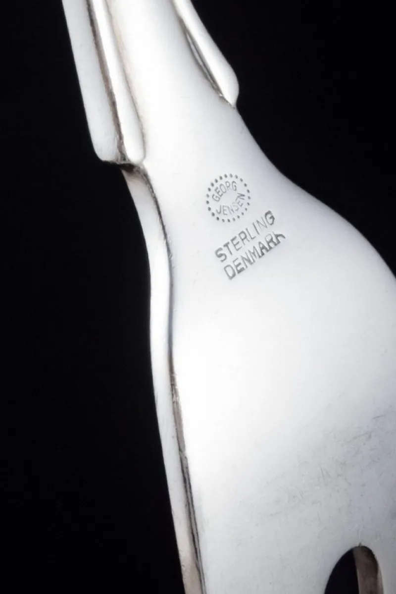 Pamono Danish Lily of the Valley Meat Fork in Sterling Silver from Georg Jensen> Cutlery & Serving Utensils