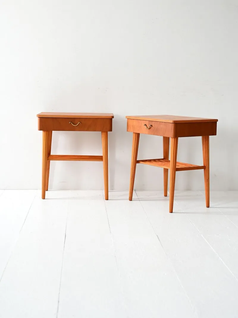Outlet Pamono Danish Mahogany and Birch Bedside Tables, Set of 2, 1950s