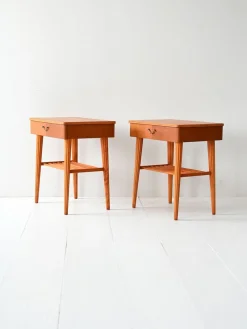 Outlet Pamono Danish Mahogany and Birch Bedside Tables, Set of 2, 1950s