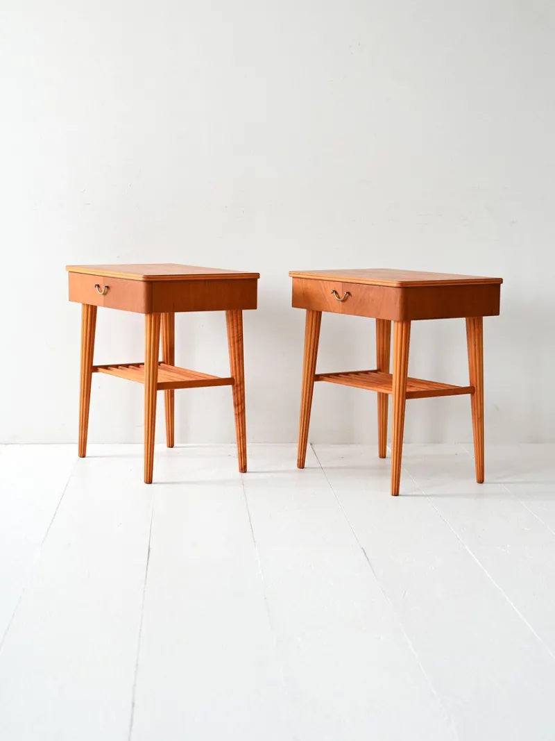 Outlet Pamono Danish Mahogany and Birch Bedside Tables, Set of 2, 1950s