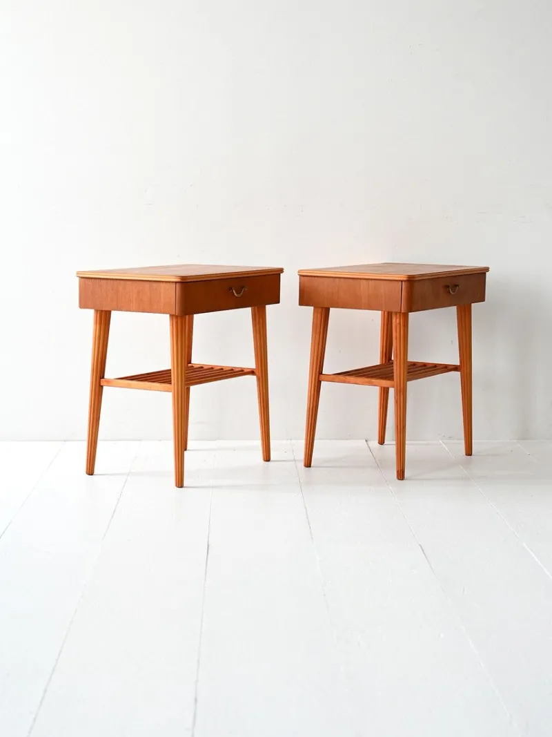 Outlet Pamono Danish Mahogany and Birch Bedside Tables, Set of 2, 1950s