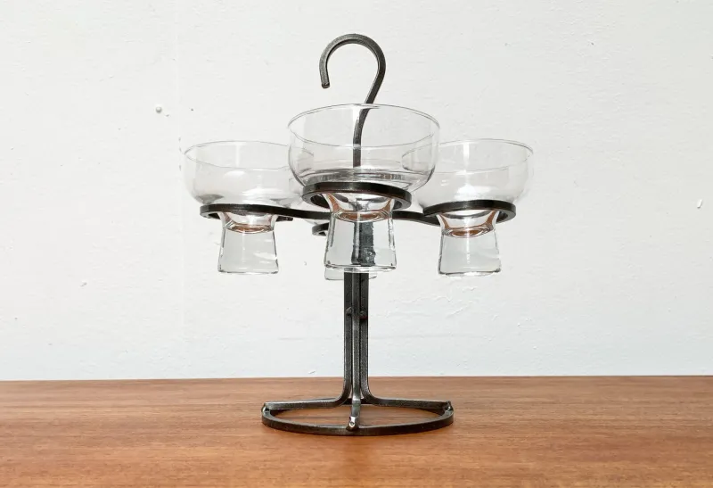 Sale Pamono Danish Metal and Glass Candleholder, 1960s