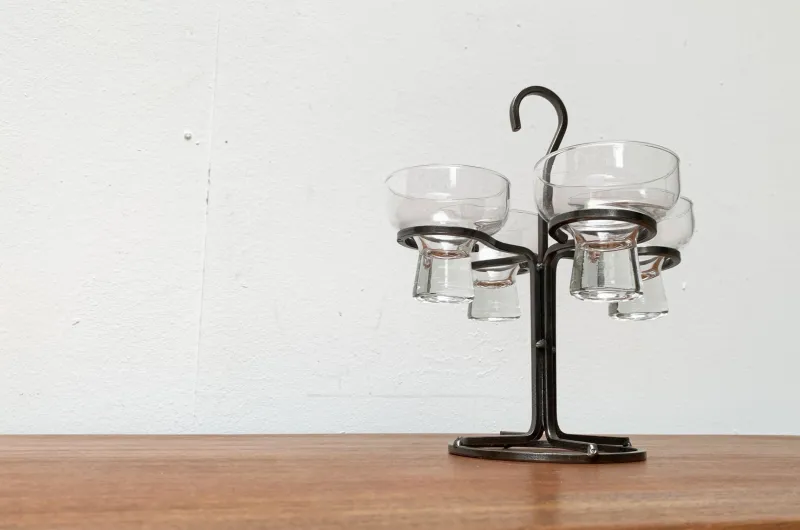 Sale Pamono Danish Metal and Glass Candleholder, 1960s
