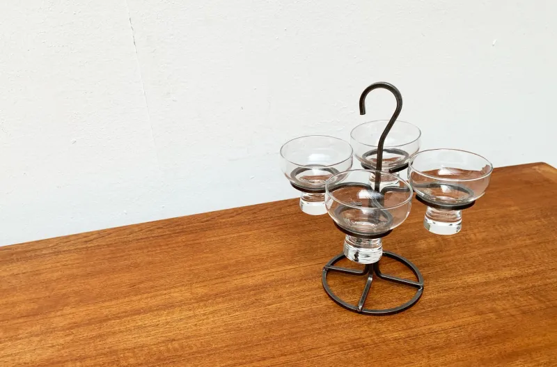 Sale Pamono Danish Metal and Glass Candleholder, 1960s