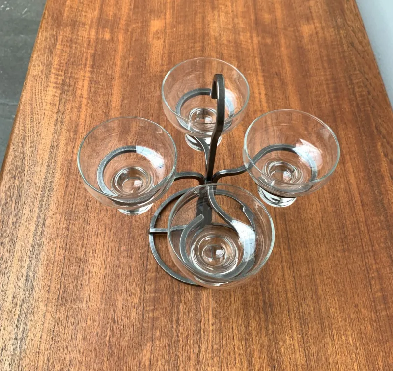 Sale Pamono Danish Metal and Glass Candleholder, 1960s