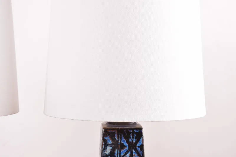Discount Pamono Danish Modern Blue and Black Table Lamps by Nils Thorsson for Royal Copenhagen and Fog & Mørup, 1970s, Set of 2