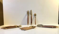 Sale Pamono Danish Modern Brass and Teak Cutlery Set from Carl Cohr, 1960s, Set of 21