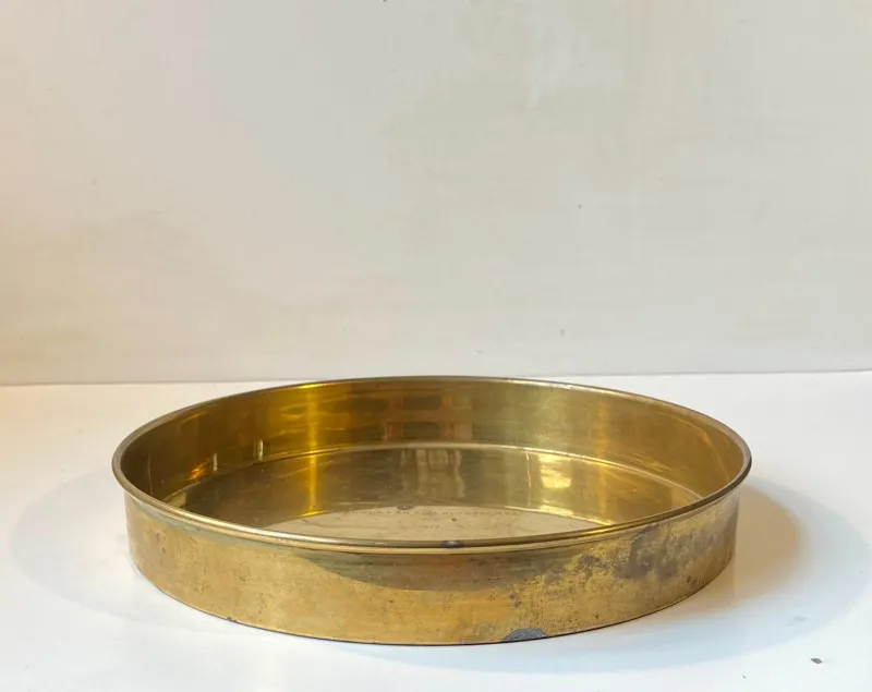 Pamono Danish Modern Circular Brass Serving Tray from Cawa, 1970s> Trays