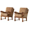 Pamono Danish Modern Lounge Chairs in Oak and Shearling Lambswool by Henning Kjærnulf, 1960s, Set of 2> Lounge Chairs & Armchairs