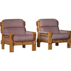 Pamono Danish Modern Lounge Chairs in Pine and Wool from Christian IV, 1970s, Set of 2> Lounge Chairs & Armchairs