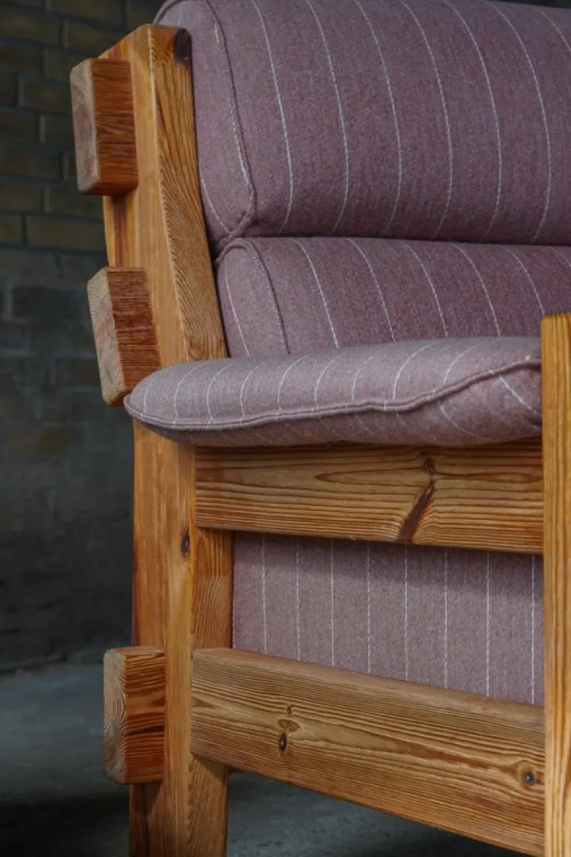 Pamono Danish Modern Lounge Chairs in Pine and Wool from Christian IV, 1970s, Set of 2> Lounge Chairs & Armchairs