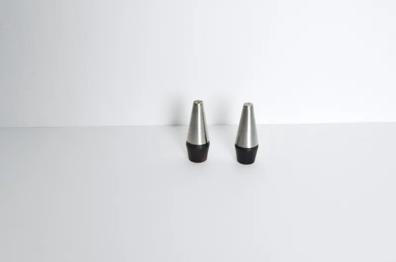 Pamono Danish Modern Rosewood and Stainless Steel Salt and Pepper Shakers, 1960s, Set of 4> Salt & Pepper Shakers