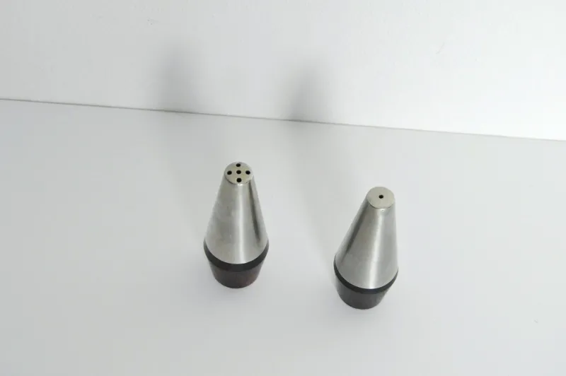 Pamono Danish Modern Rosewood and Stainless Steel Salt and Pepper Shakers, 1960s, Set of 4> Salt & Pepper Shakers