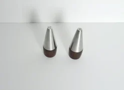 Pamono Danish Modern Rosewood and Stainless Steel Salt and Pepper Shakers, 1960s, Set of 4><noscript><img width=