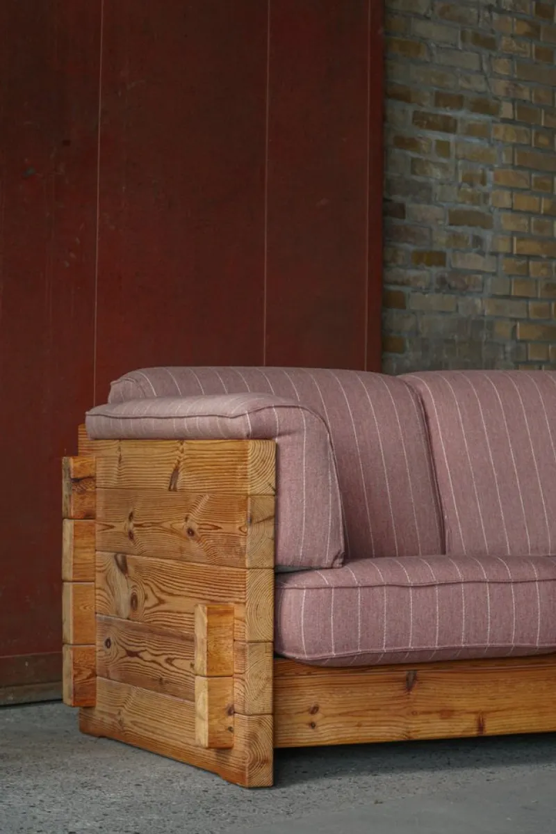 Pamono Danish Modern 3-Seater Sofa in Pomeranian Pine and Wool by Christian IV, 1970s> Couches & Sofas