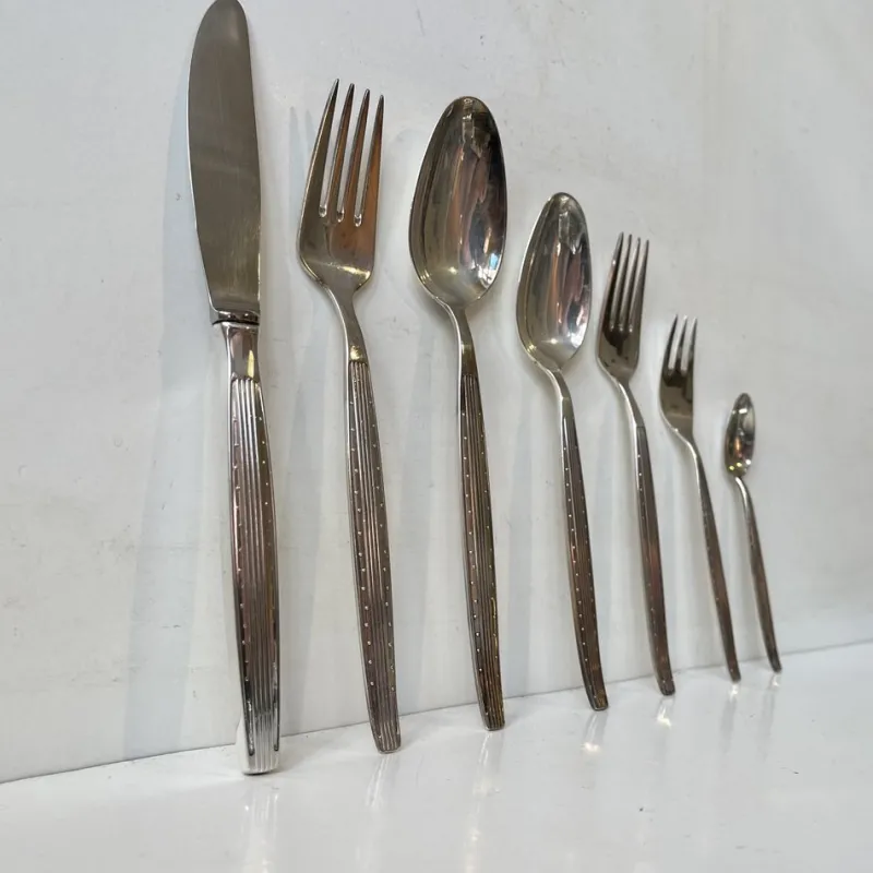 Pamono Danish Modern Silver-Plated Capri Cutlery for 12 by Kr. J. Andersen, 1960s, Set of 89