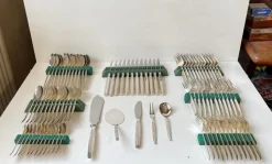 Pamono Danish Modern Silver-Plated Capri Cutlery for 12 by Kr. J. Andersen, 1960s, Set of 89